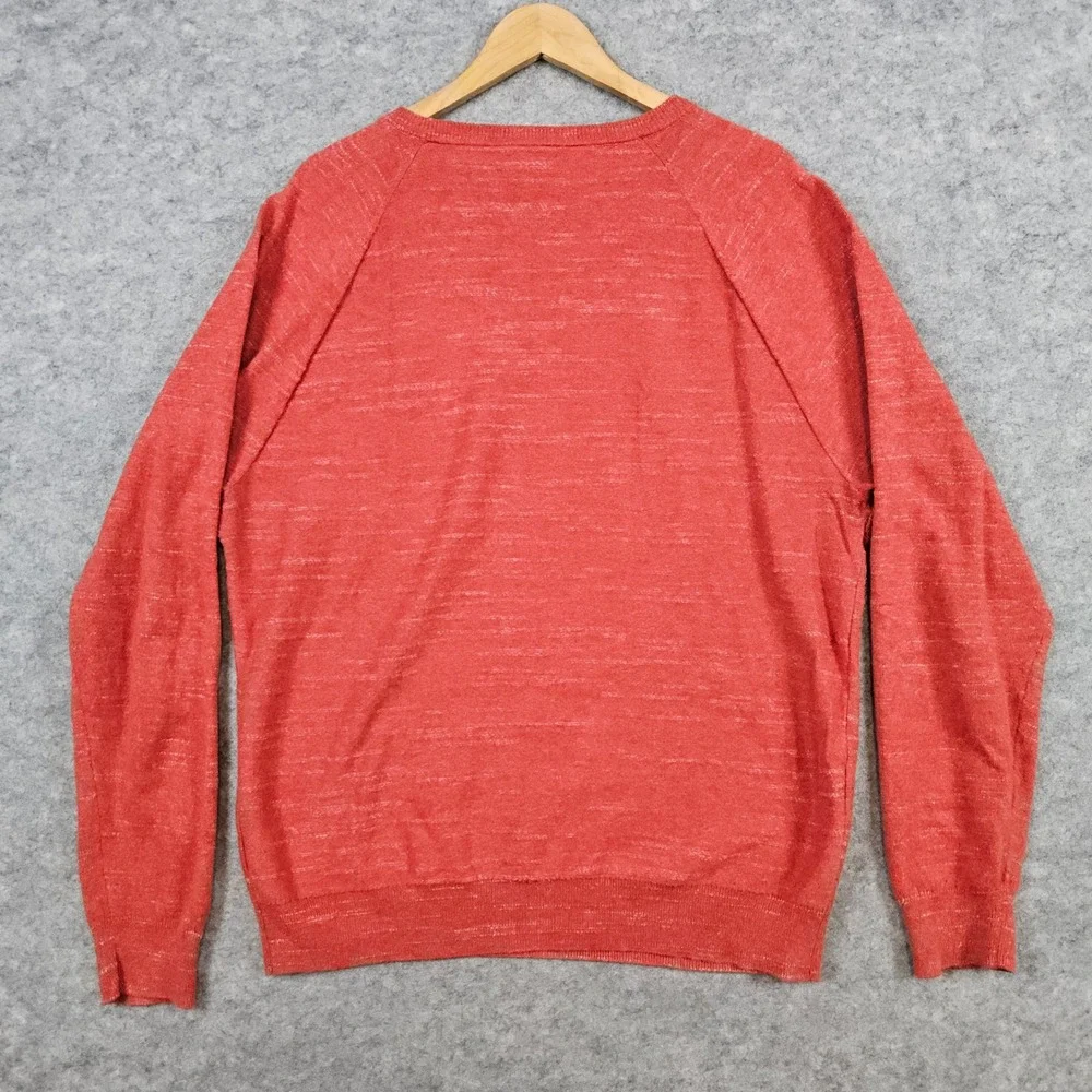 J Crew‎ Men's Heathered Orange Crewneck Sweater Size L 100% Cotton Warm Winter - Picture 9 of 9